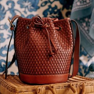 Sezane Mini Farrow Bag Woven Chocolate